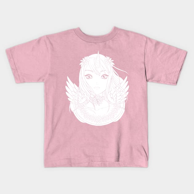 Unicorn Girl with Angel Wings Kids T-Shirt by bomazu